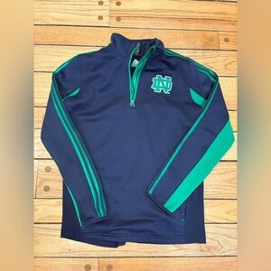 SOLD — Adidas Navy and Green Quarter-Zip Pullover Notre Dame Figbting Irish XL